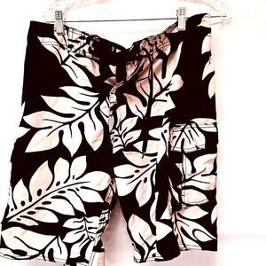 Hawaiian shorts performance Size 34 Trunks Swim Hibiscus Black Board Beach